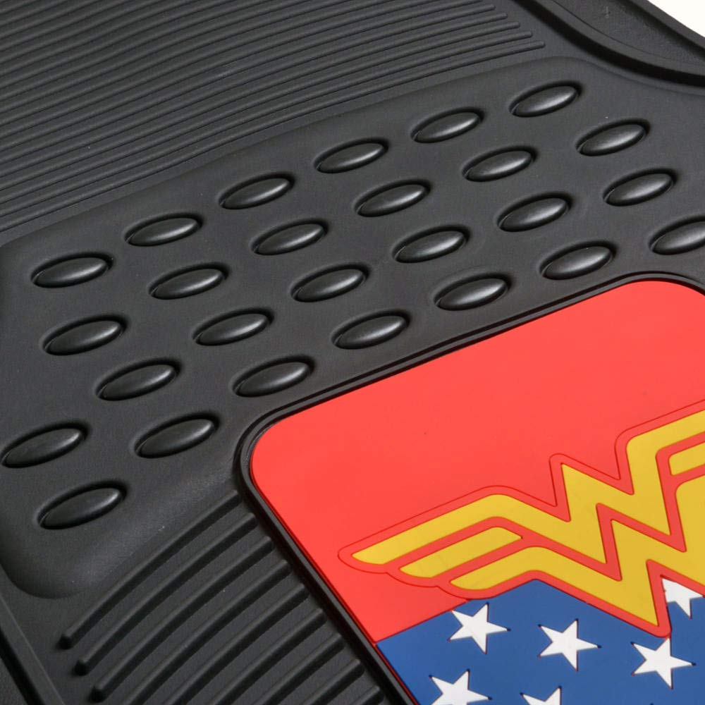 Bdk Warner Bros Dc Comics Classic Wonder Woman Car Accessories Floor Mats - Universal Fit, No-Slip Grip, All Weather Heavy Duty
