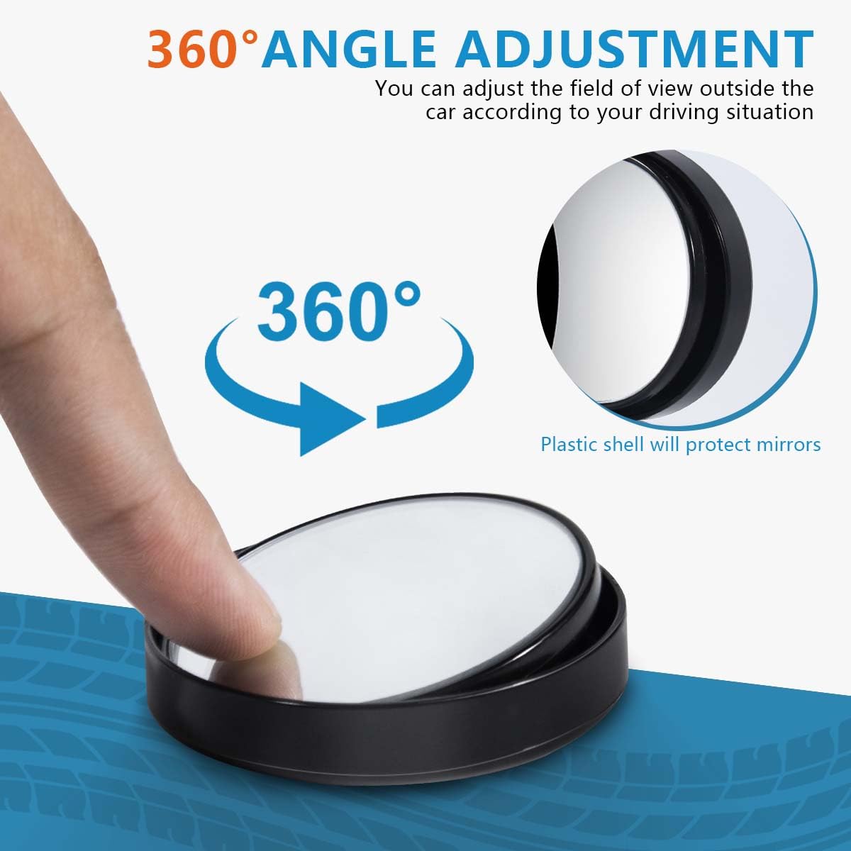 Obtanim 4 Pack Blind Spot Car Mirror 2 Inch Angle Adjustable Hd Glass Round Side Rear View Convex Accessories With Frame For Car Suv Trucks Motorcycles