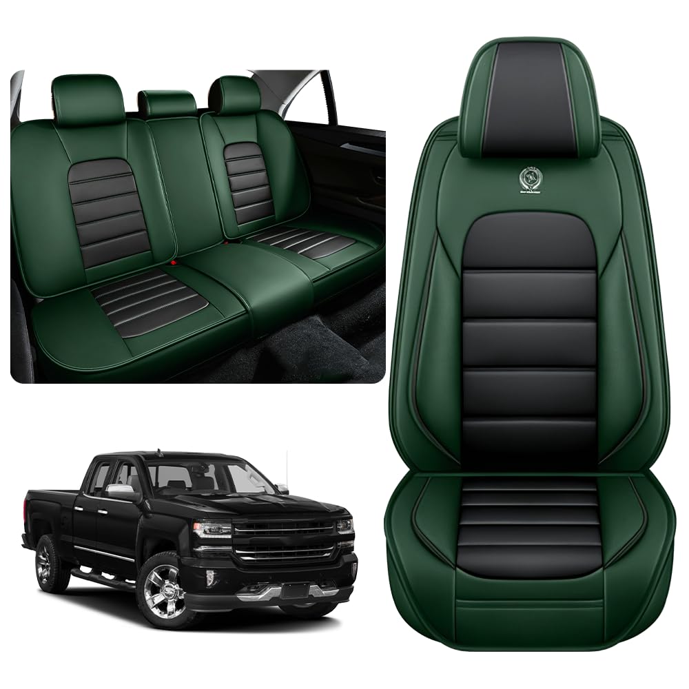 Custom Fit Leather Truck Seat Cover 2007-2024 Chevy Silverado GMC Sierra 1500 2500/HD 3500/HD, Napa Leather Seat Covers, Full Co
