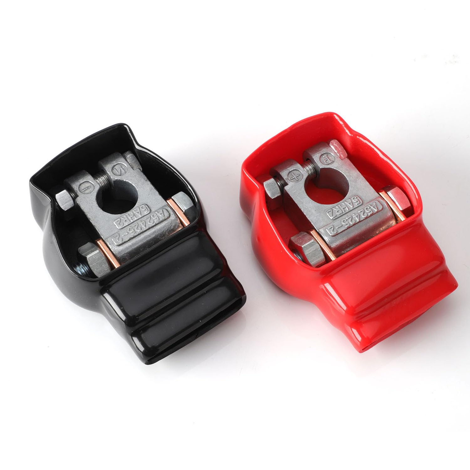 DLronwey Battery Terminal Connectors,Military Spec Positive Negative Heavy Duty Battery Terminals with 4 pcs 2 Gauge 3/8'' Coppe