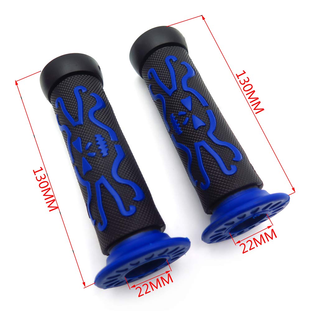 Httmt Xh4089- Skull Grips Blue Compatible With Quad Yamaha Kawasaki Polaris Seadoo Watercraft Bombardier Jet Ski Foreman Recon Rincon Bruin Grizzly Kodiak(7/8' Both Side)