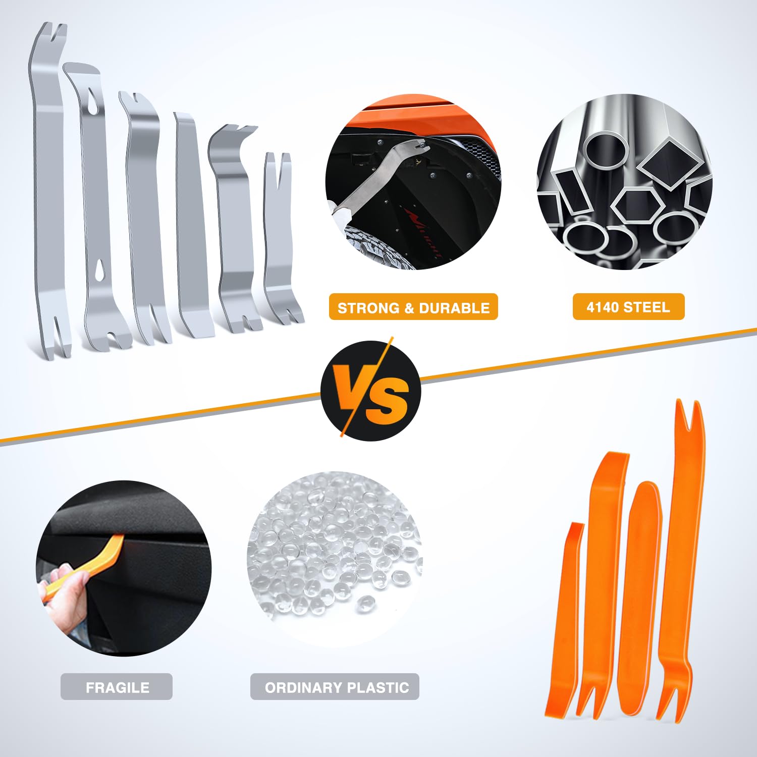 Gooacc 6Pcs Metal Trim Removal Tool Auto Pry Tool Kit Auto Trim Removal Set For For Car Audio Dash Window Molding Panel Door Wit