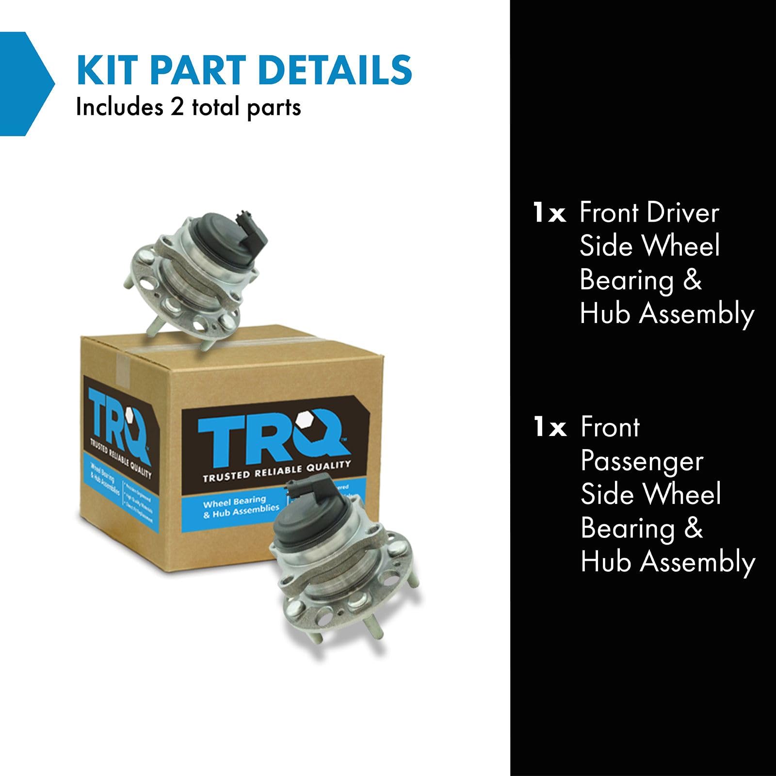 Trq Front Wheel Hub Bearings Assembly Set Compatible With 2011-2016 Hyundai Equus 2009-2014 Genesis