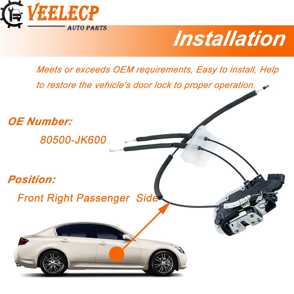 Veelecp Door Lock Latch Actuator Front Passenger Side Compatible For 2007-2015 G25 G35 G37 Q40 Sedan Front Right Rh Side 80500-J