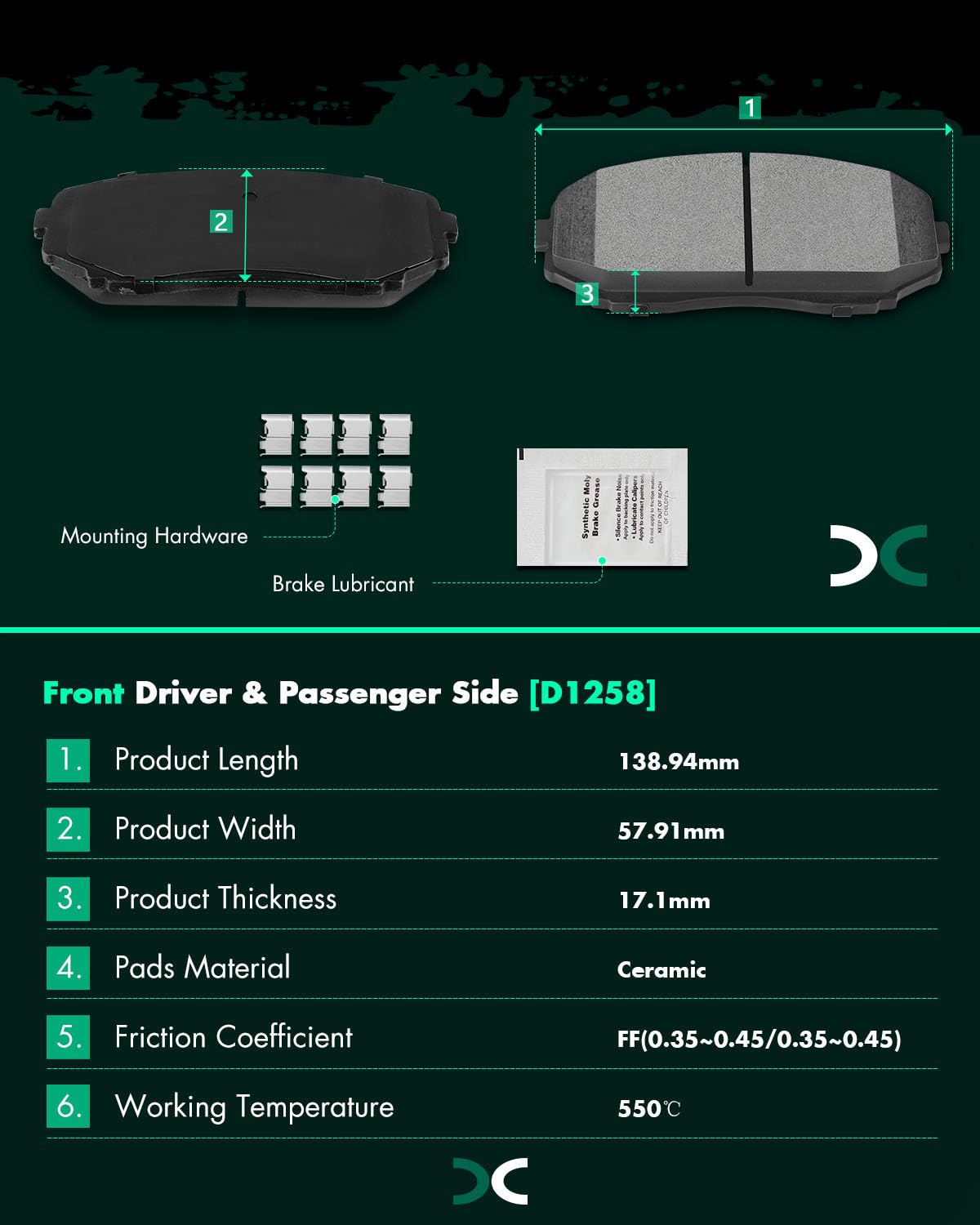 Scitoo D1258 D1377 Front Rear Ceramic Brake Pads Sets Fit For Ford For Edge 2011-2015,For Lincoln Mkx 2011-2015
