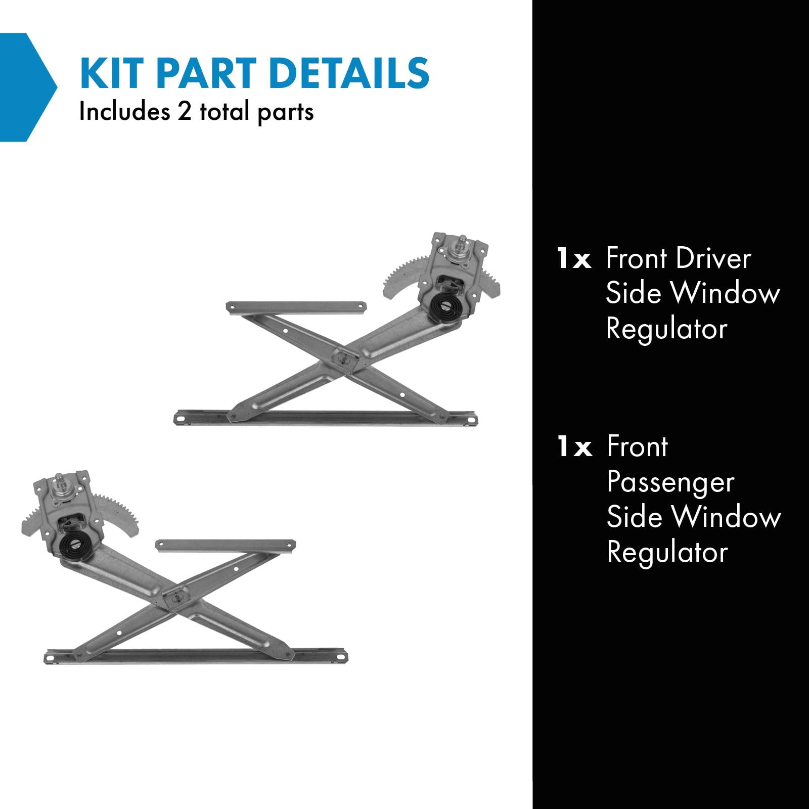 Trq Front Manual Window Regulator Set Compatible With 1984-1989 Toyota 4Runner 1984-1988 Pickup To1350116 To1351116