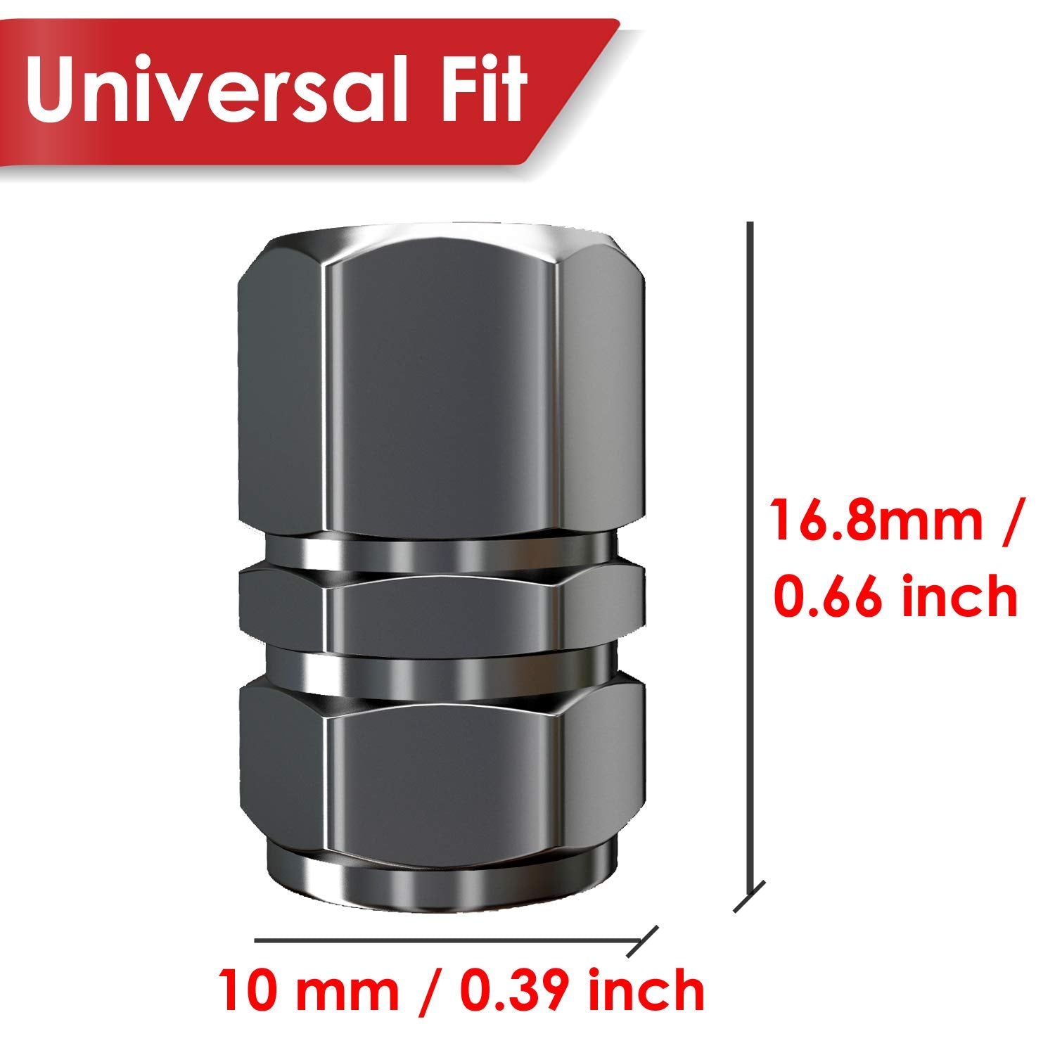 Tire Valve Caps (12 Pack) Heavy-Duty Stem Covers | Dust Proof, with O Rubber Seal | Hexagon Design | Outdoor, All-Weather, Leak-