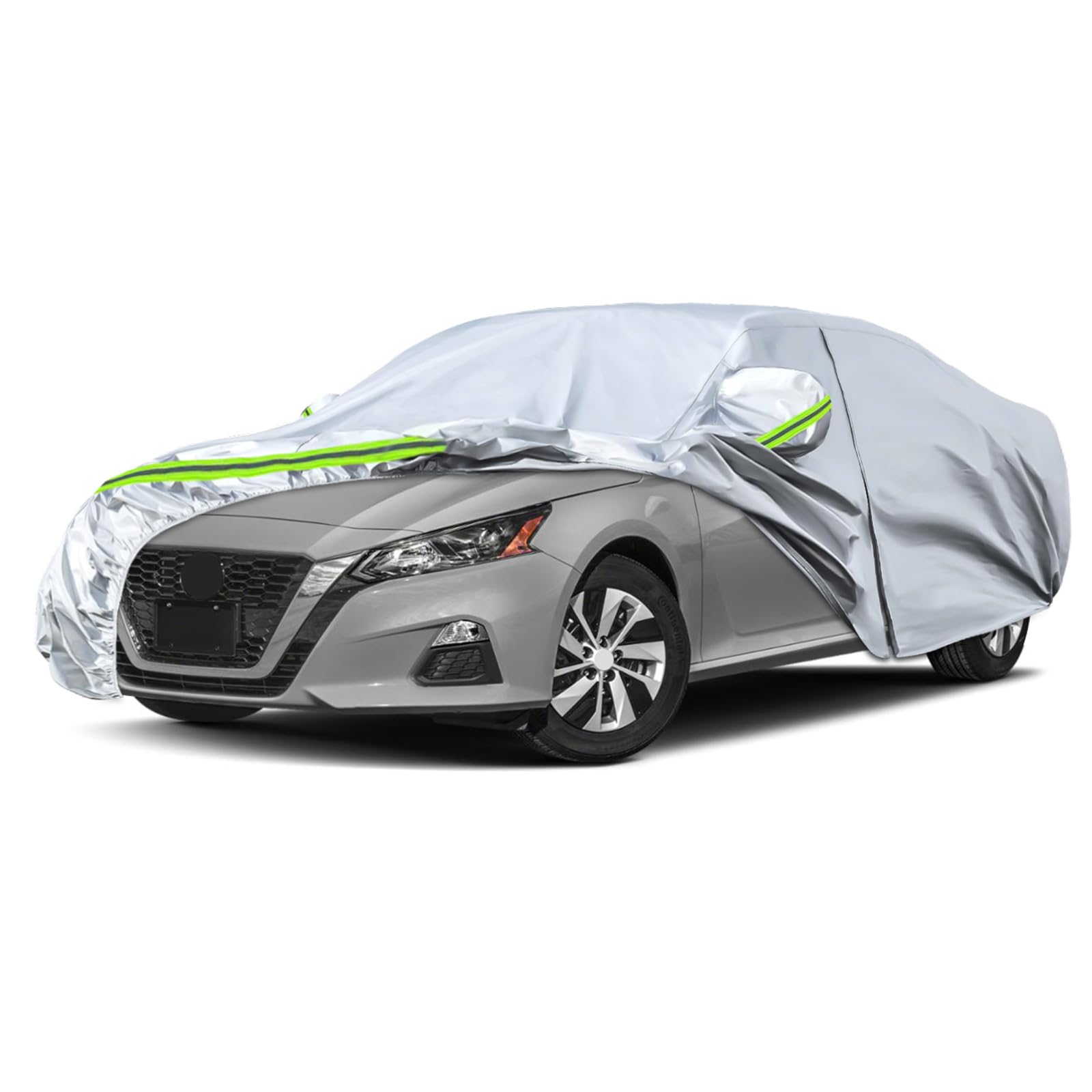 Waterproof Car Covers Replace For 2002-2025 Nissan Altima, 6 Layers Silver All Weather Custom-Fit Car Cover With Zipper Door & W