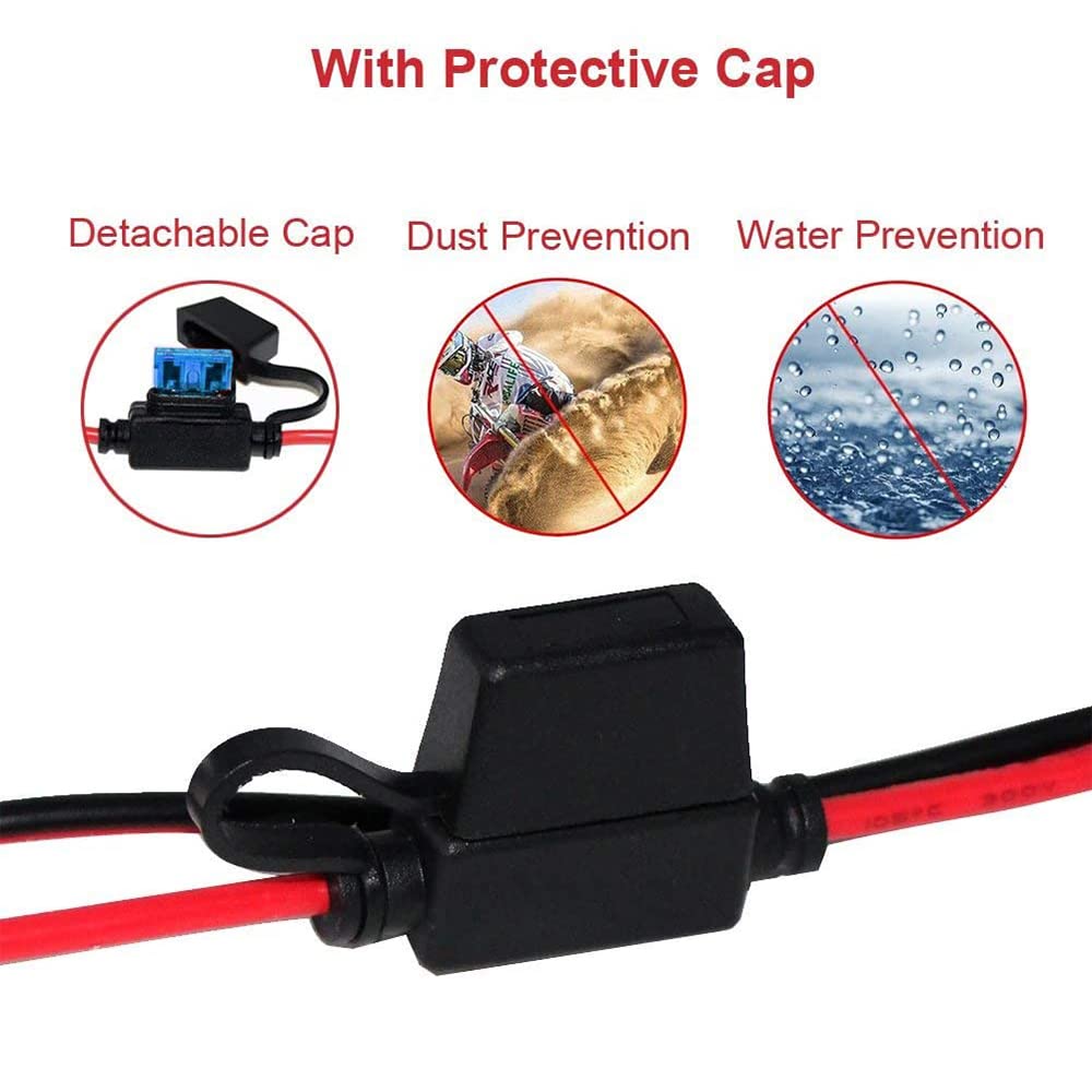 13Ft 12V Female Cigarette Lighter Socket Battery Eyelet Ring Terminal 12Volt Extension Cord Outlet Adapter Plug Power Supply Car