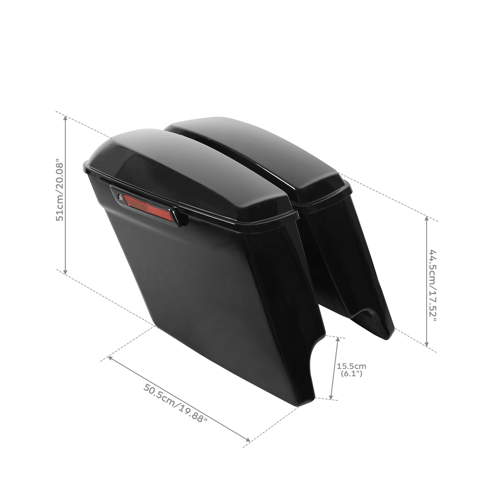 Tct-Motorparts Gloss Black 5 Inch Stretched Saddlebags Extended Saddle Bags W/Black Latches Fit For 2014-2024 Harley Touring Roa