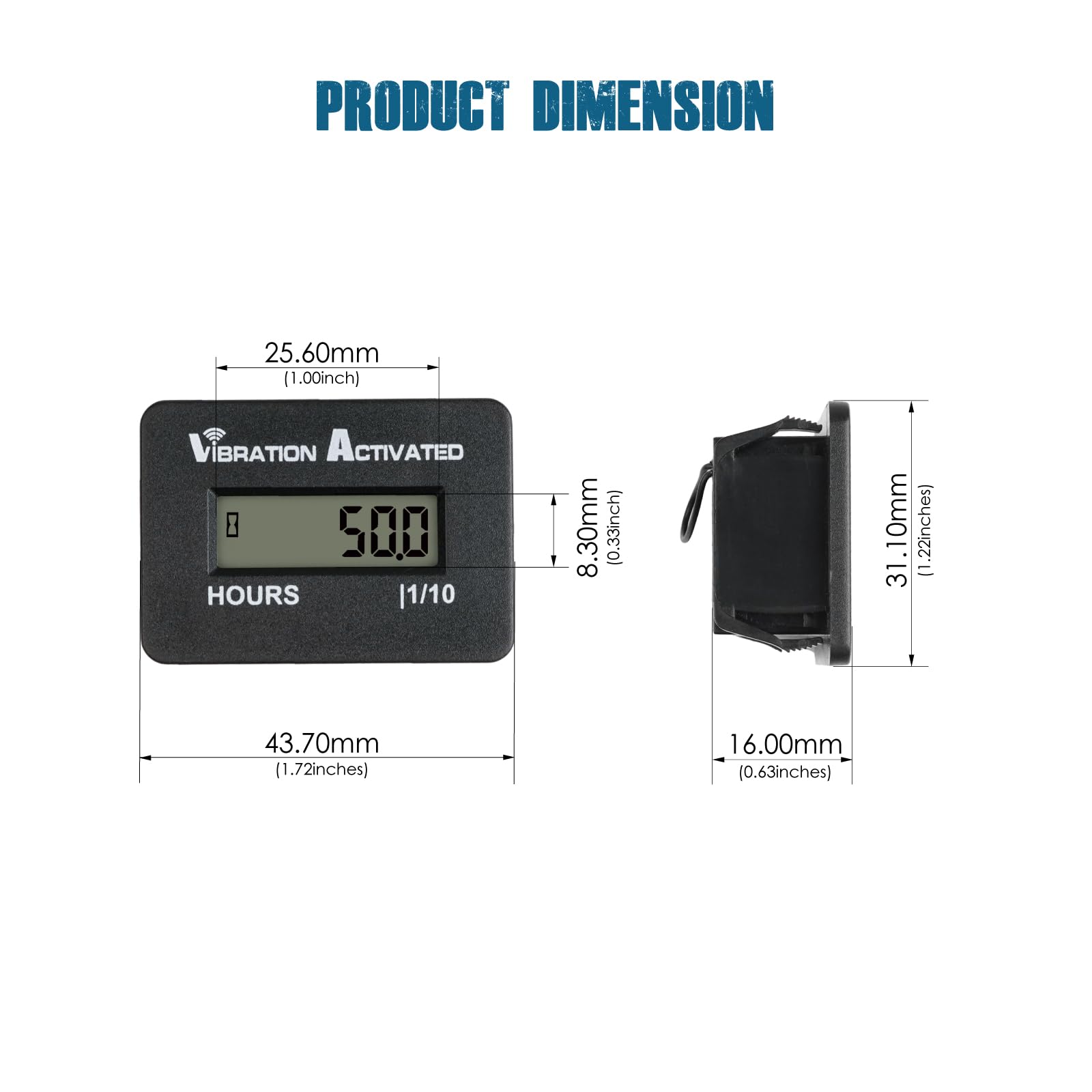 Runleader Digital Wilress Vibration Activated Hour Meter,Accelerate Sensor Design,Snap-In Mounting,Applicable To All Types Of La