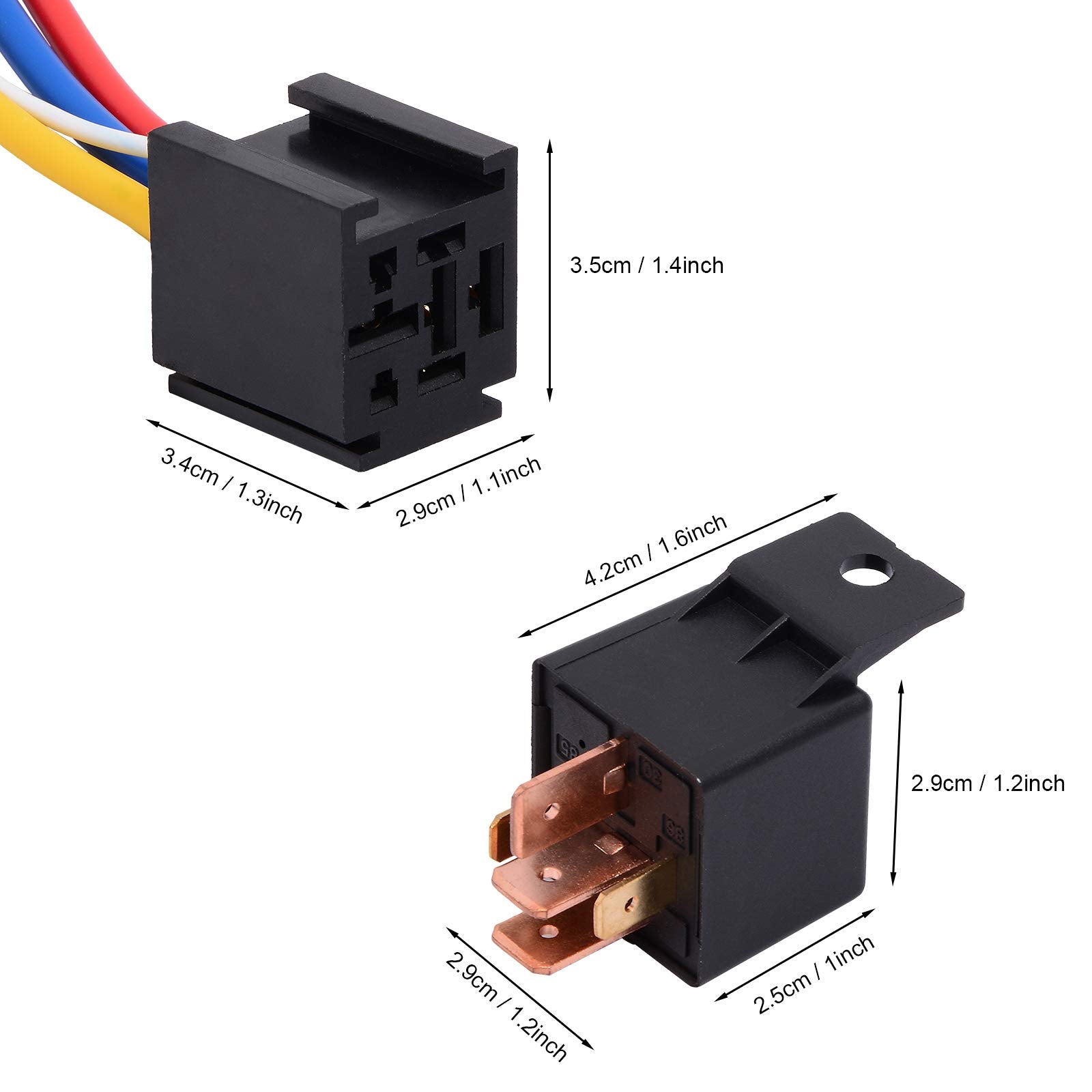 Ehdis 5 Packs Car Relay With Harness Truck Motor Heavy Duty 5-Pin 80A 12V Relay On/Off Normally Open Spdt Relay Socket Plug 5 Wire Automotive Relay Jd2912-1Z-12Vdc 80A 14Vdc