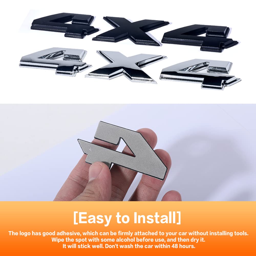 4x4 Emblem Sticker, 8 Inch 3D Chrome Emblem Sticker Replacement Badge,Car Truck Door Body Side Fender Rear Trunk Adhesive Emblem