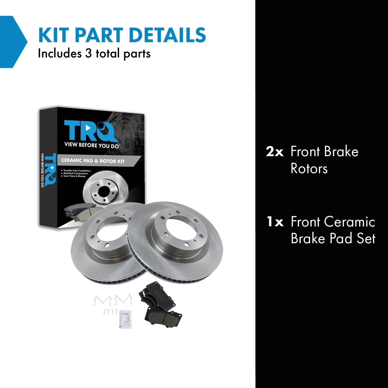 Trq Front Brake Pad & Rotor Kit Brake Pads Brake Rotor Ceramic Compatible With 2010-2019 Lexus Gx460 Toyota 4Runner