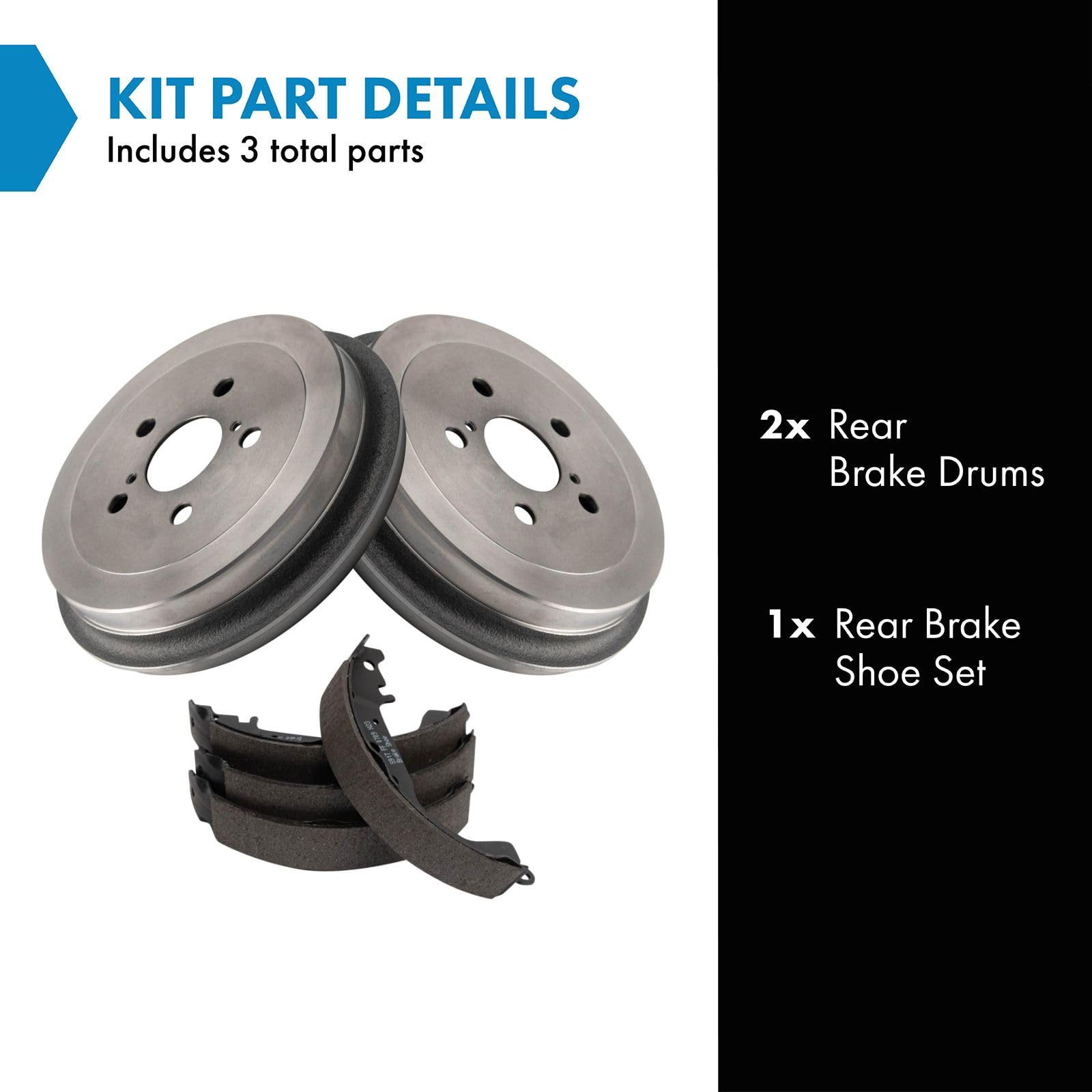 TRQ Rear Brake Shoe & Drum Kit Compatible with 2009 Toyota Prius