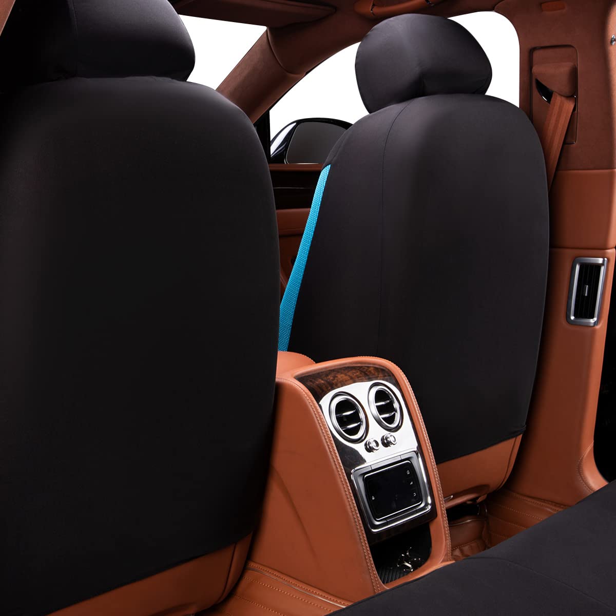 Flying Banner Butterfly Car Seat Covers Ful Set Fashion Universal Lady Woman Female Rear Bench Split Colorized (Mint Blue, 2 Fronts - Lace)