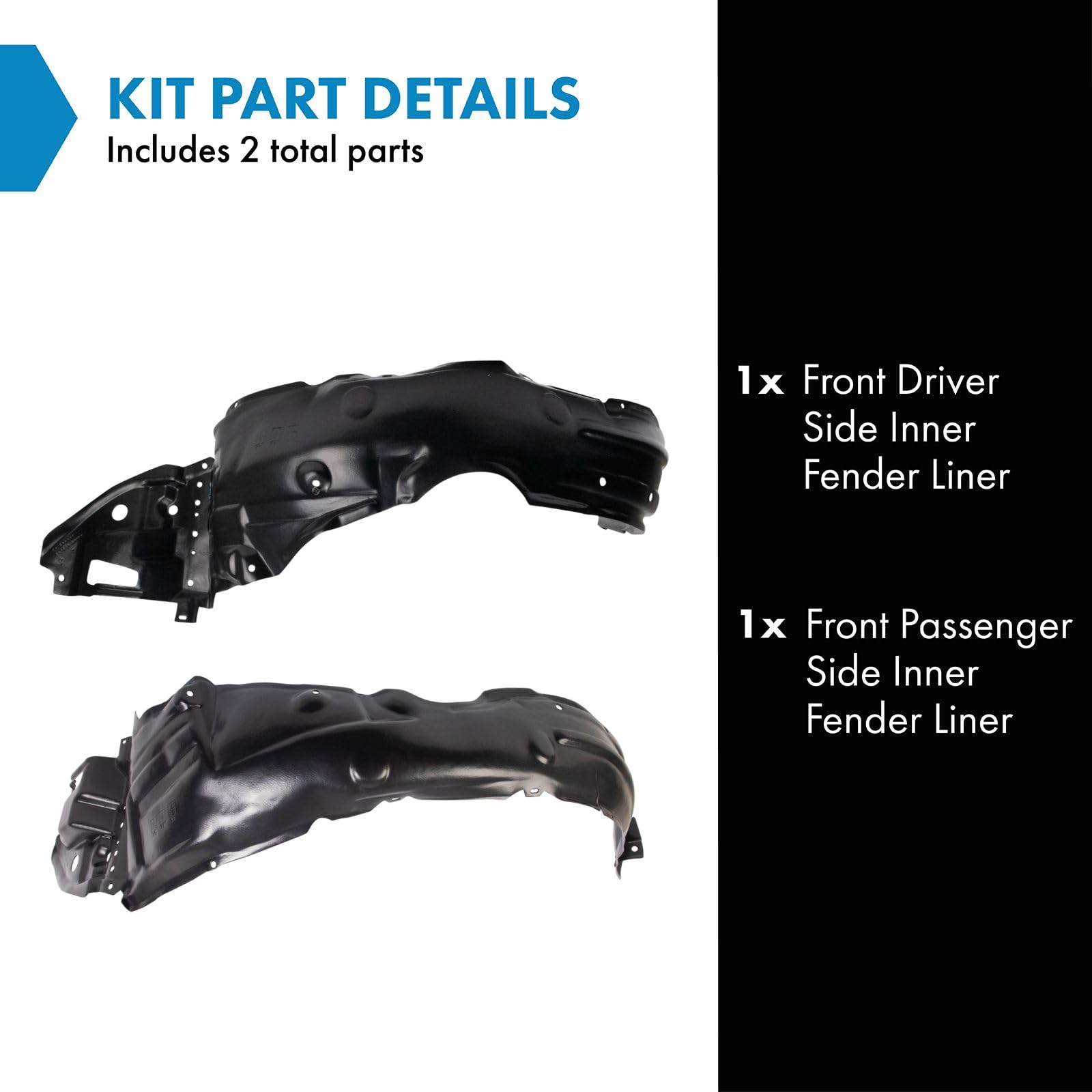 Trq Front Inner Fender Liner Set Compatible With 2014-2016 Toyota Corolla To1248184 To1249184