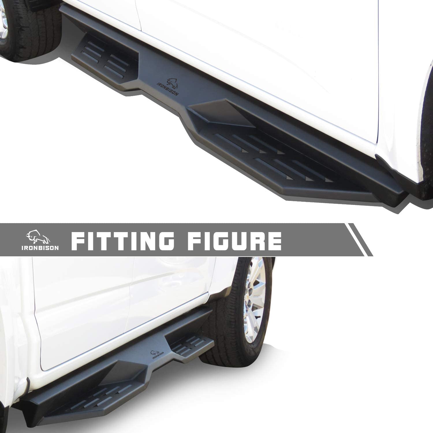 IRONBISON Running Boards Nerf Bars for 2015-2024 Chevy Colorado/GMC Canyon, Carbon Steel, Black, Model IBDS-C001
