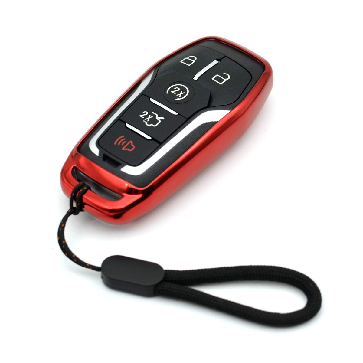 Compatible With Ford Edge Explorer F-150 Fusion Mustang Lincoln Mkc Mkx Mkz Smart 2 3 4 5 Buttons Red Tpu Key Fob Cover Case Rem