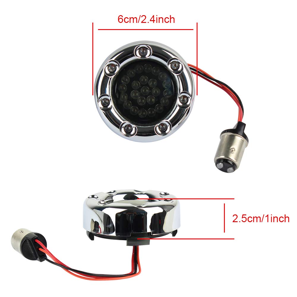 ZYTC 2'' LED Turn Signals w/Brake Running Light Bullet Style Rear Red 1157 LED Turn Signal Kit for Harley Silver Case