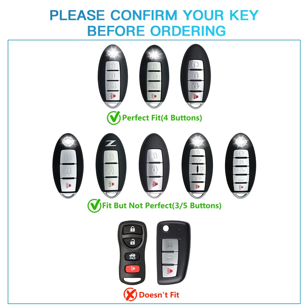 1797 For Nissan Key Fob Cover White Altima Rogue Sentra Pathfinder Maxima Titan Murano Accessories Car Key Chain Case Shell Protector 4 Button Tpu