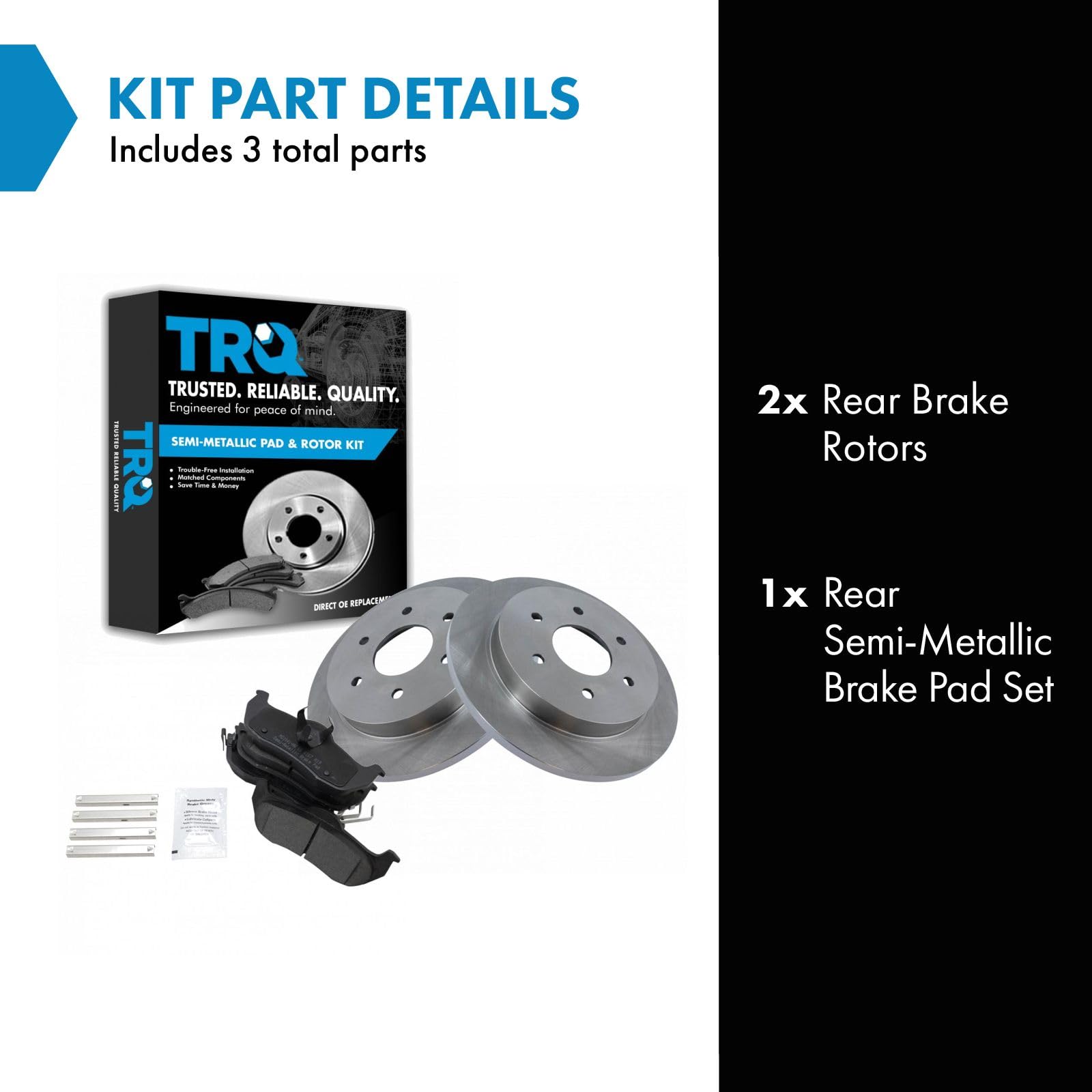 Trq Rear Brake Pad & Rotor Kit Brake Pads Brake Rotor Semi-Metallic Compatible With 2004-2010 Infiniti Qx56 2005-2015 Nissan Arm
