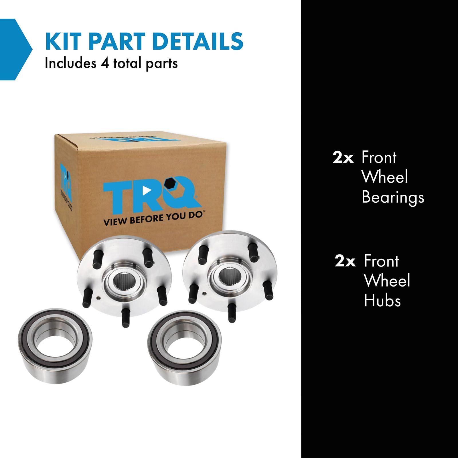 Trq Front Wheel Hub Bearings Assembly Set Compatible With 2015-2019 Acura Tlx 2013-2017 Honda Accord