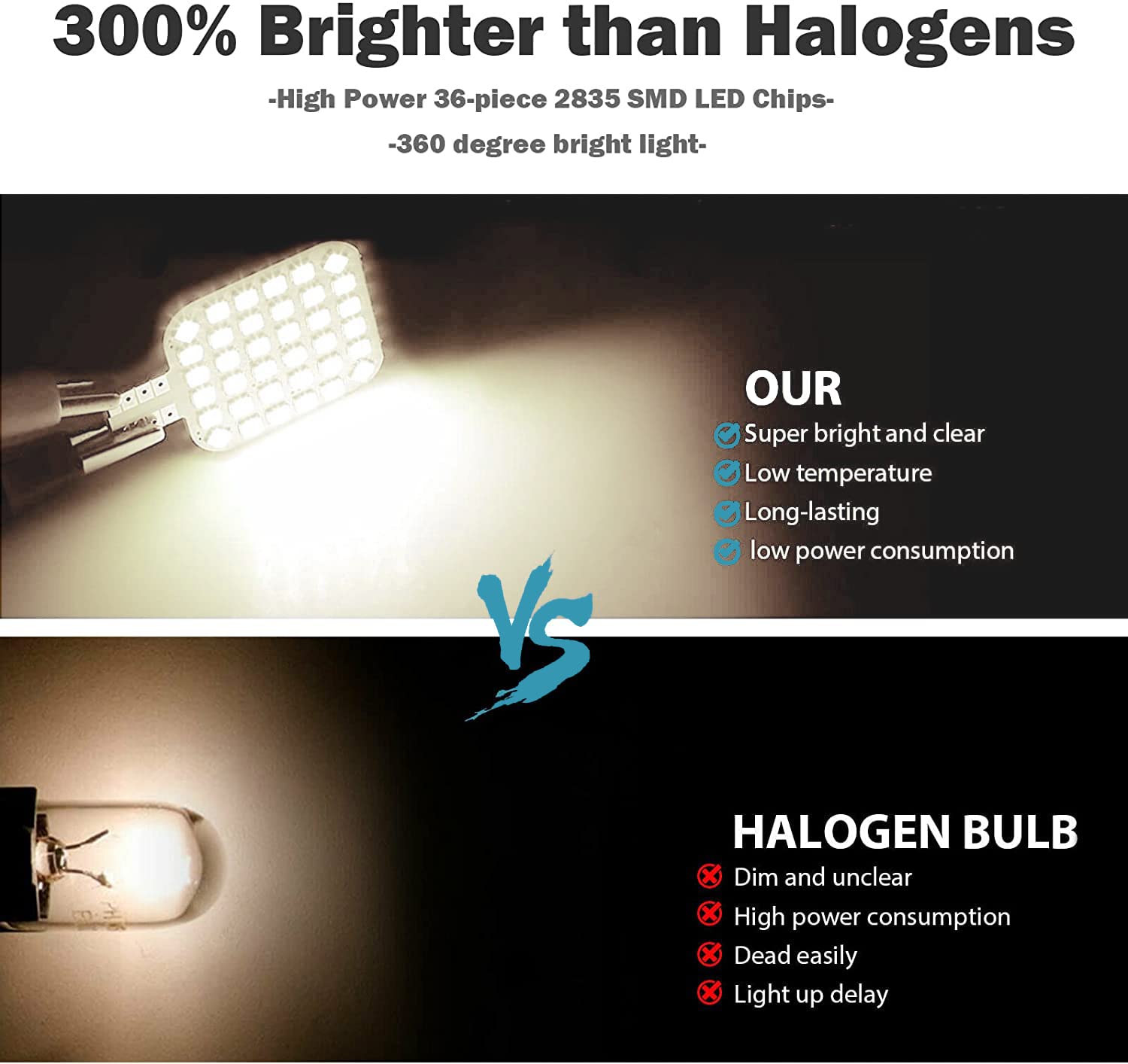 10Pcs T10 921 922 912 194 Rv Interior Led Light Bulbs, Super Bright Led Bulbs Replacement Lighting 36-Smd 2835 4500K Natural Whi