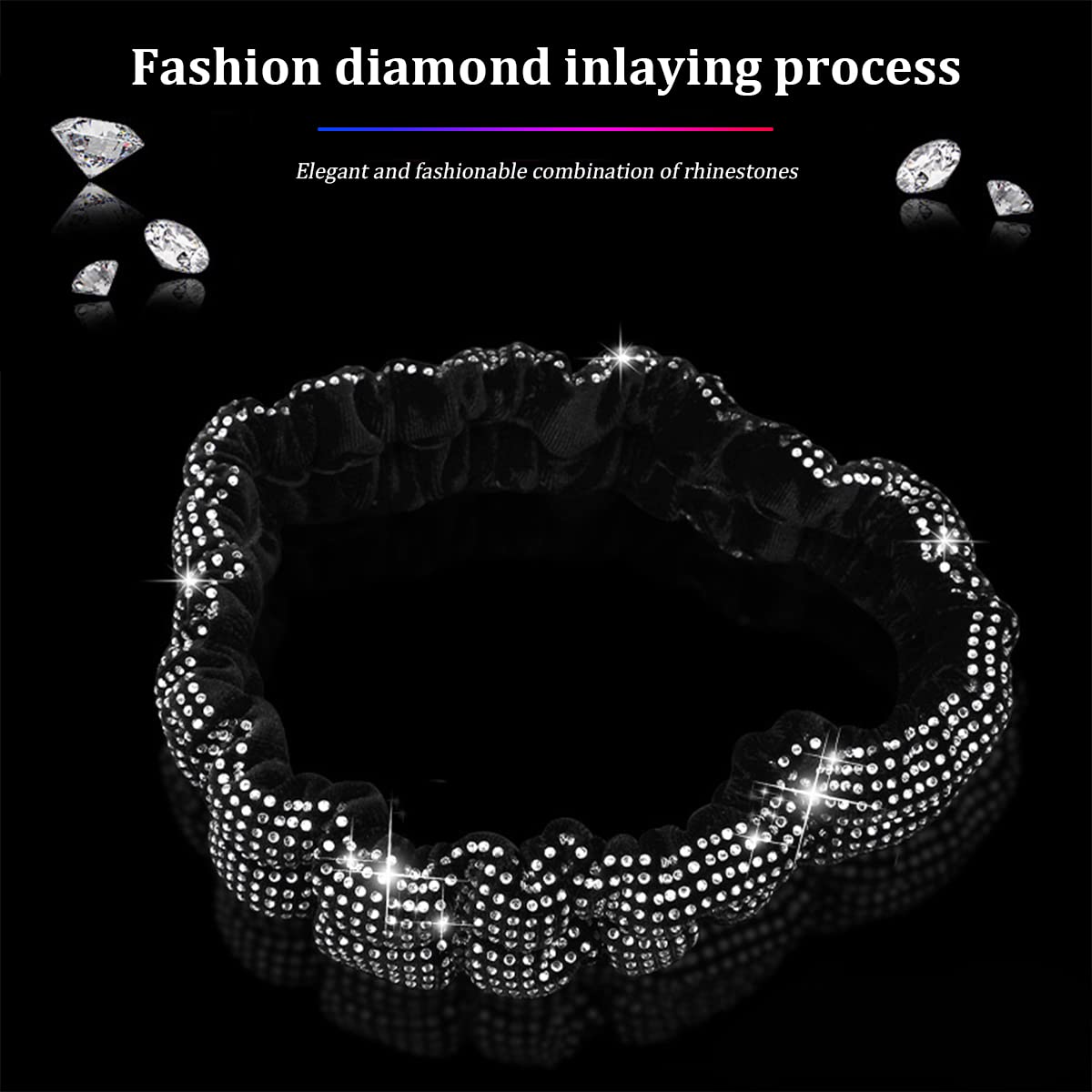 Bling Rearview Mirror Cover, Elastic Plush Auto Rear View Mirror Protector, With Shiny Rhinestones Crystal Decorative For Women Girls, Car Interior Accessories Universal For Car, Suv, Van (White)