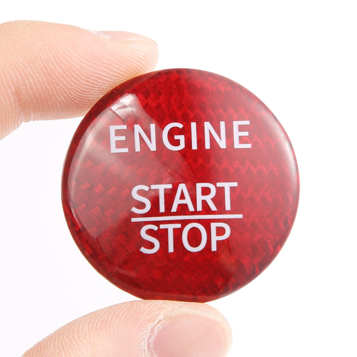 BINB ROAD Engine Start Stop Push Button Cover Trim Carbon Fiber Compatible with Mercedes Benz A C SL GLA GLC ML Class,Red