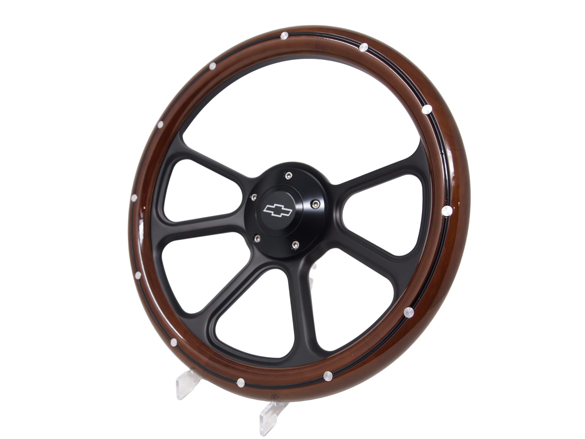 Fits Chevy C/K Series Truck Real Mahogany Steering Wheel, Horn & Adapter 3 Spoke Billet