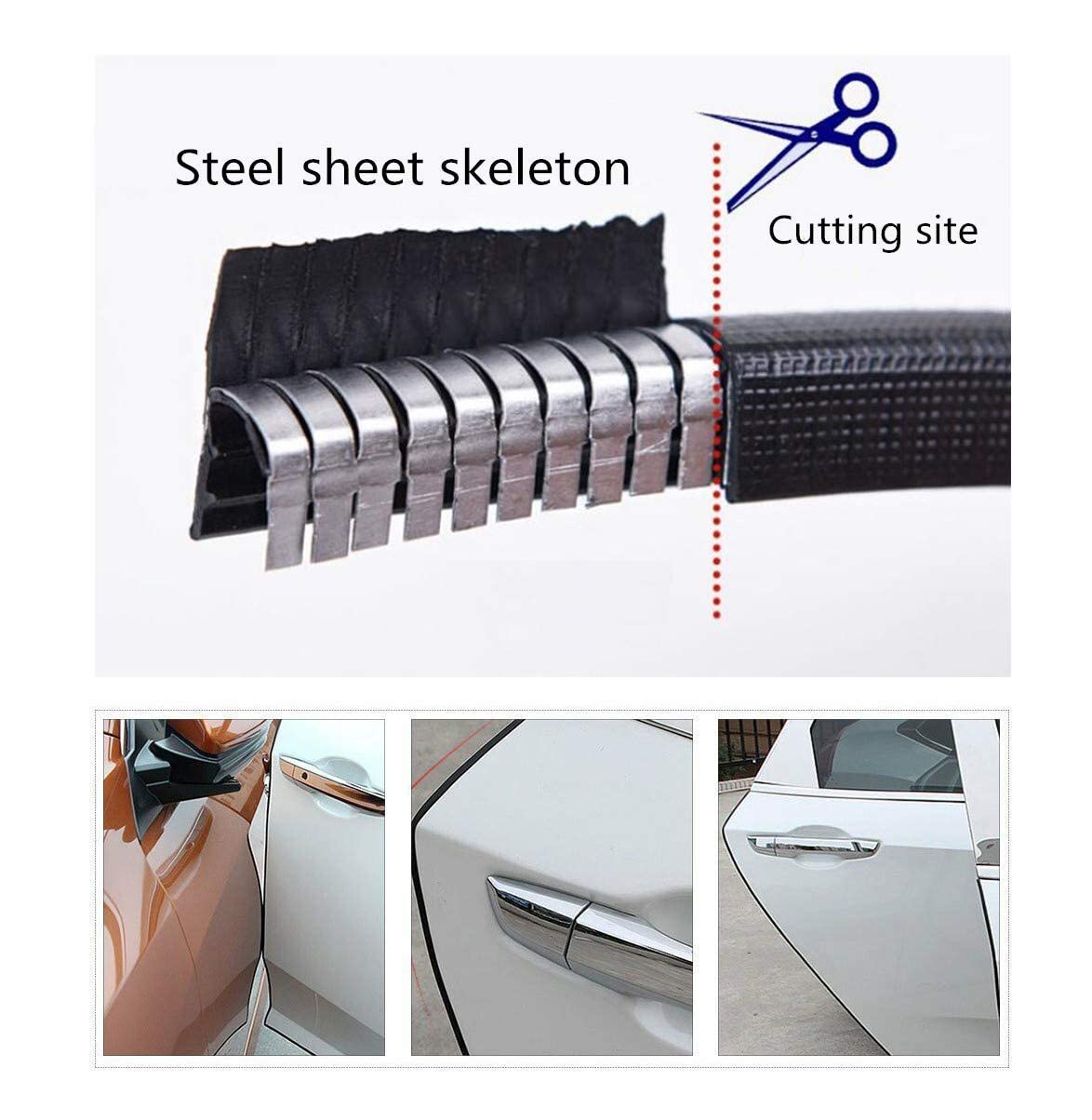 Otoliman Steel Coating Black Rubber 10Mmx15Metres(17Feetsx3) Car Door Edge Scratch Guard Trim Molding Protector Cover Full U Sha