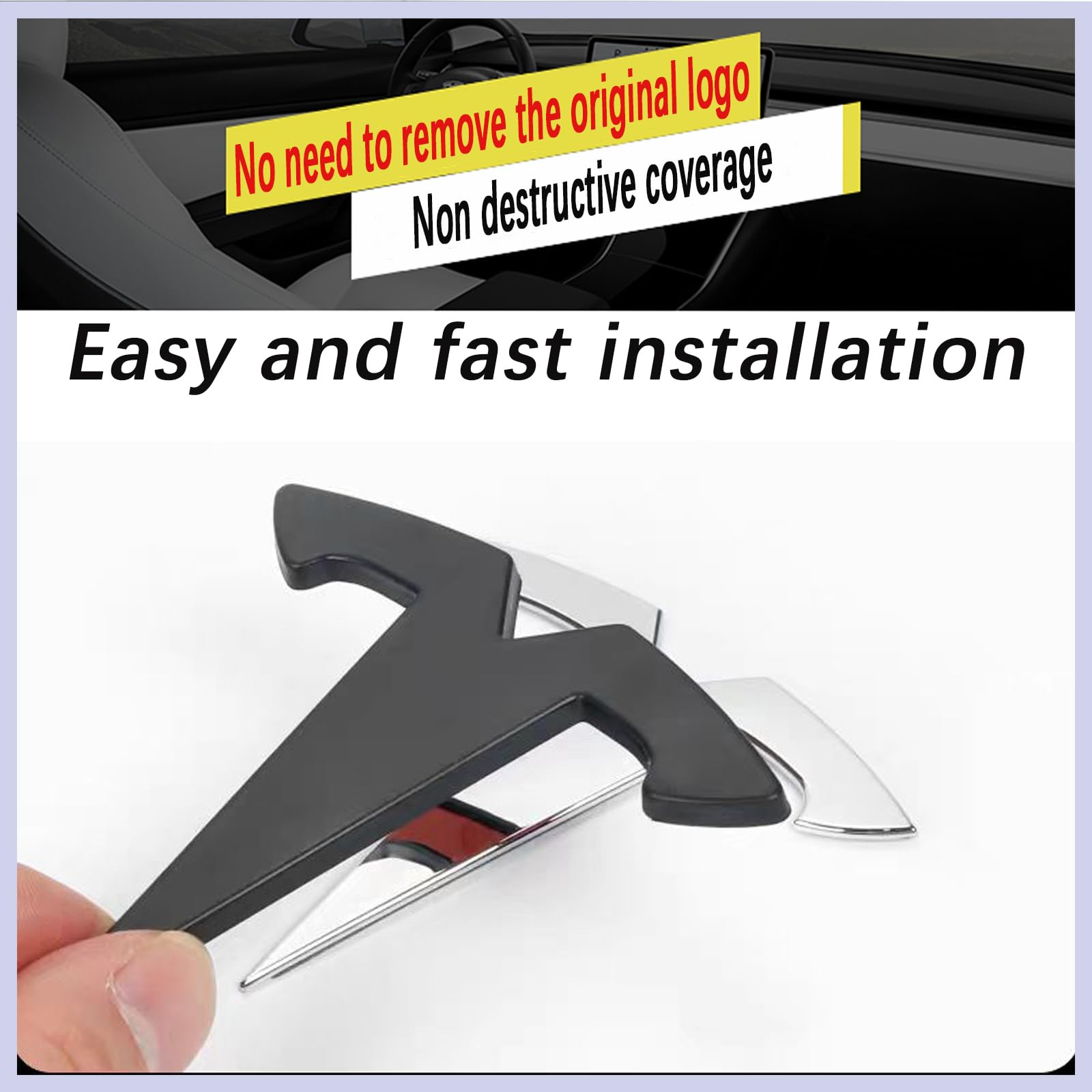 YHCDSEA for Model Y Emblem Badge Sticker Cover, fit for Tesla Model Y Logo Decals Accessories (Matte Black)