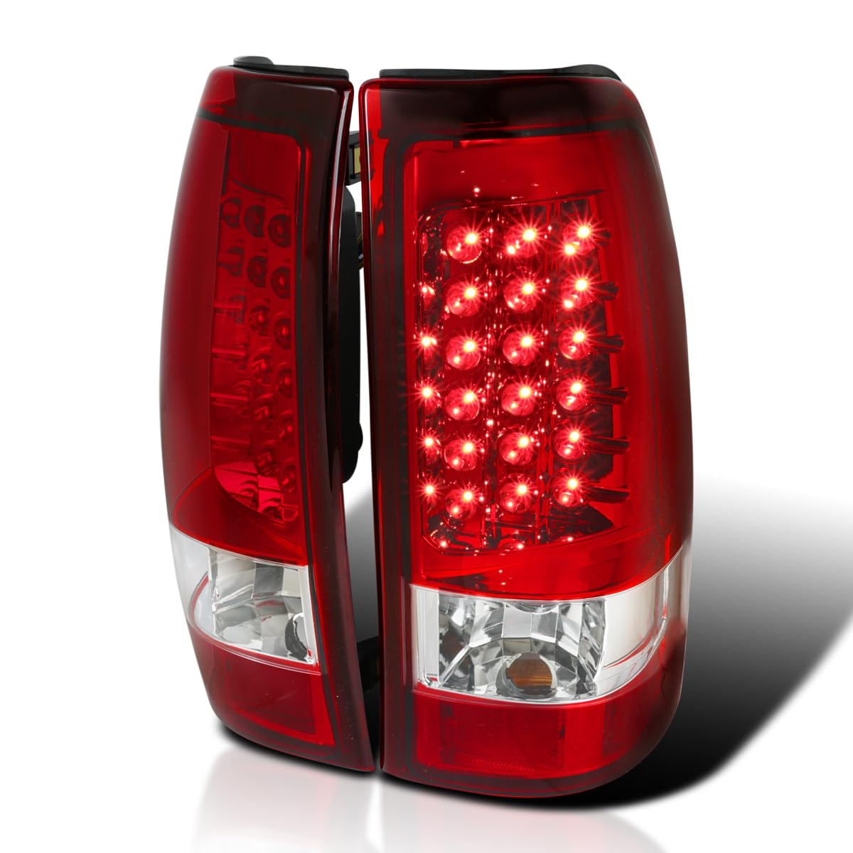 Spec-D Tuning Red Clear Lens Led Tail Lights Compatible With 1999-2002 Chevy Silverado 1500/1500Hd/2500/2500Hd, Sierra Models Le