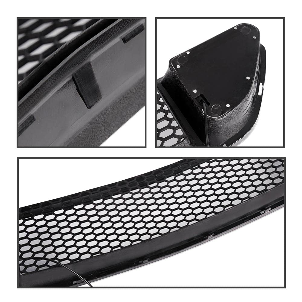 Pit66 Front Hood Upper Grille With White Drl Led Light, Compatible With 2015-2017 Ford Mustang