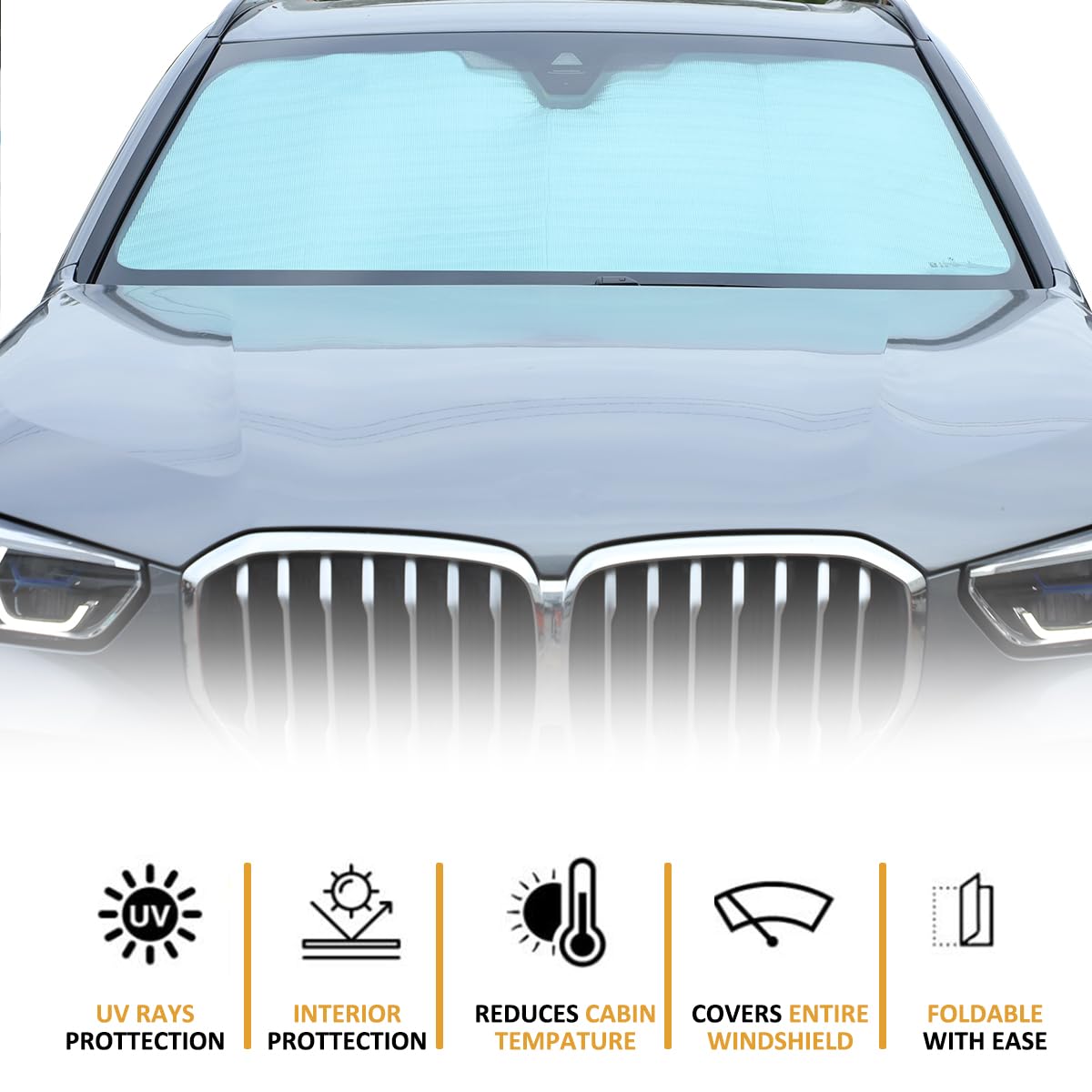Car Windshield Sunshade For Bmw X5 G05 2019-2023 Car Sun Shade Window Shades, Car Foldable Uv Ray Reflector Auto Front Window Glass Sun Shade