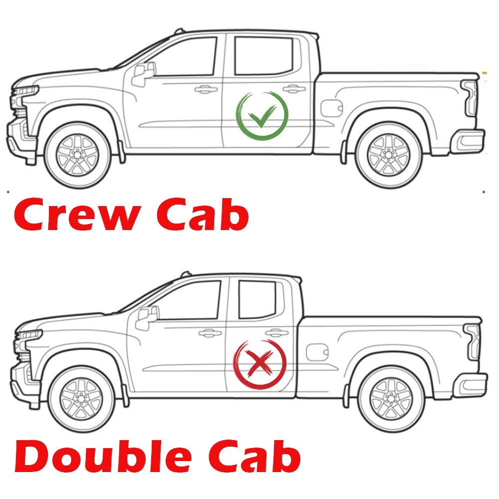 2019-2024 Tape-On Side Window Deflector Visors For Chevrolet Chevy Silverado 1500 Crew Cab & For Gmc Sierra 1500 Crew Cab Pickup