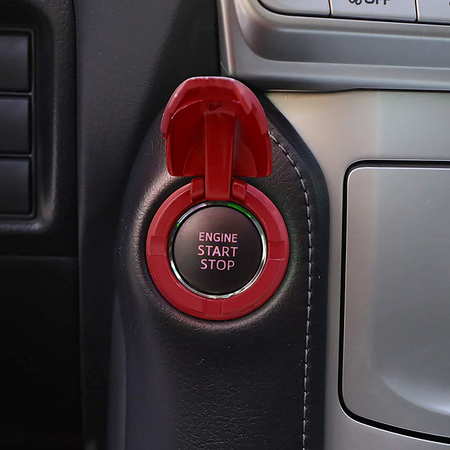 Car Engine Start Stop Button Cover Push To Start Button Ignition Cover Anti-Scratch Universal Aluminum Alloy Button Decoration Stickers For Cars(Red)