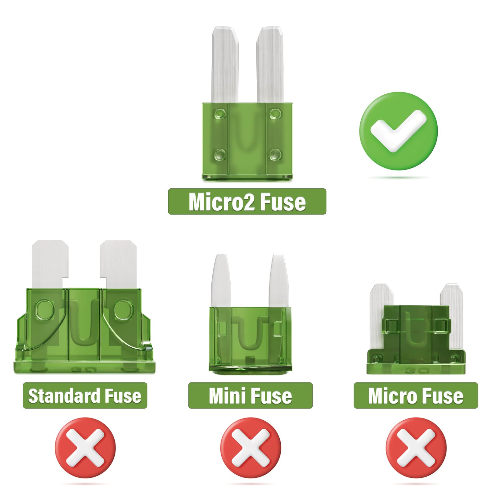 ALLECIN 30 Amp Micro2 Fuse 30Amp Micro 2 Car Fuses 30A Automotive APT ATR Blade Fusibles para Autos for RV Vehicle Truck Motorcy