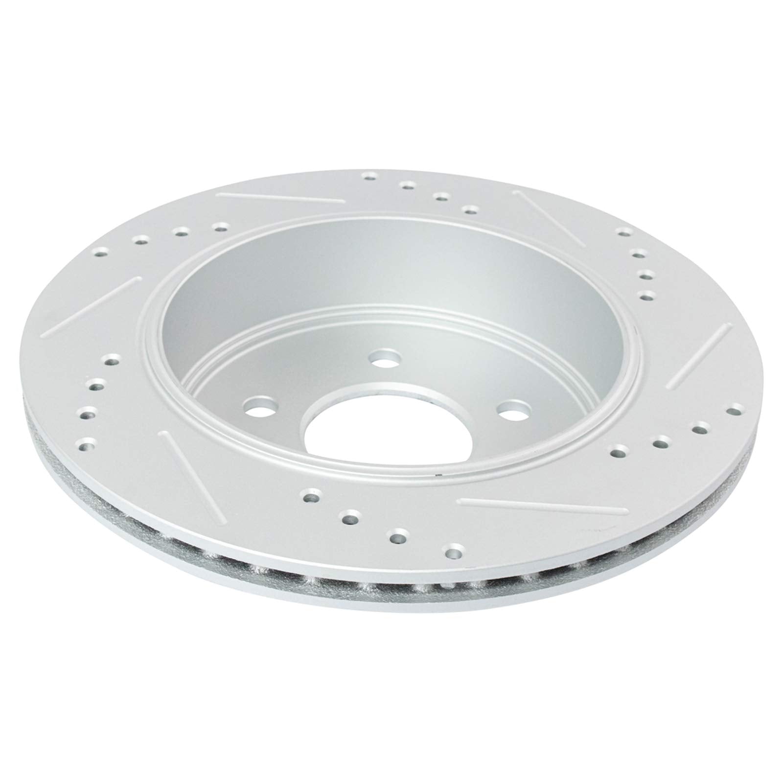 Trq Rear Performance Brake Rotors Set Premium G-Coated Cross Drilled & Slotted Compatible With 2003-2011 Ford Crown Victoria Mer