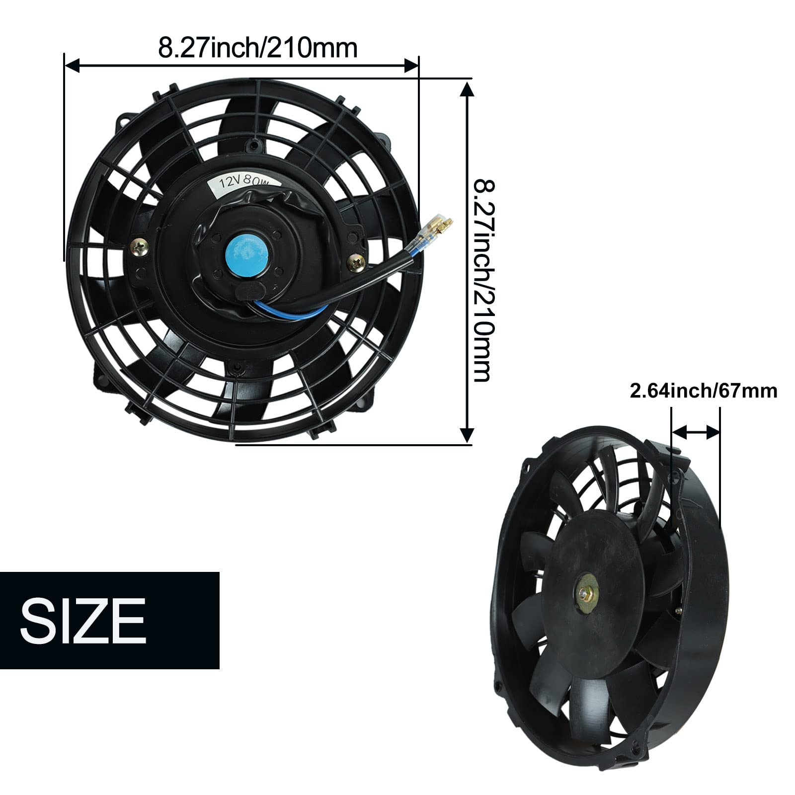 7'' Inch Universal Slim Fan Push Pull Electric Radiator Cooling 12V Mount Kit Black