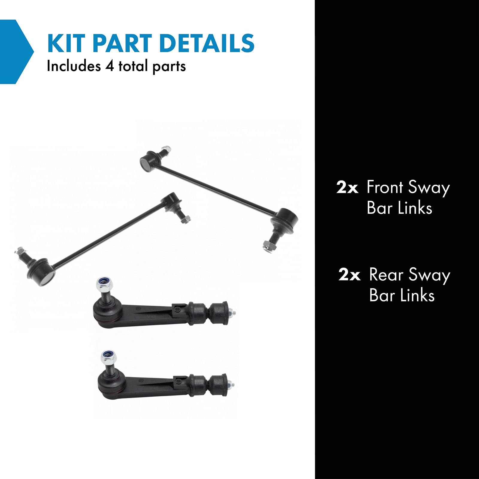 Trq Front & Rear Sway Bar Stabilizer Link Set Compatible With 2008-2017 Chevrolet Equinox 2010-2017 Gmc Terrain 2008-2009 Pontia