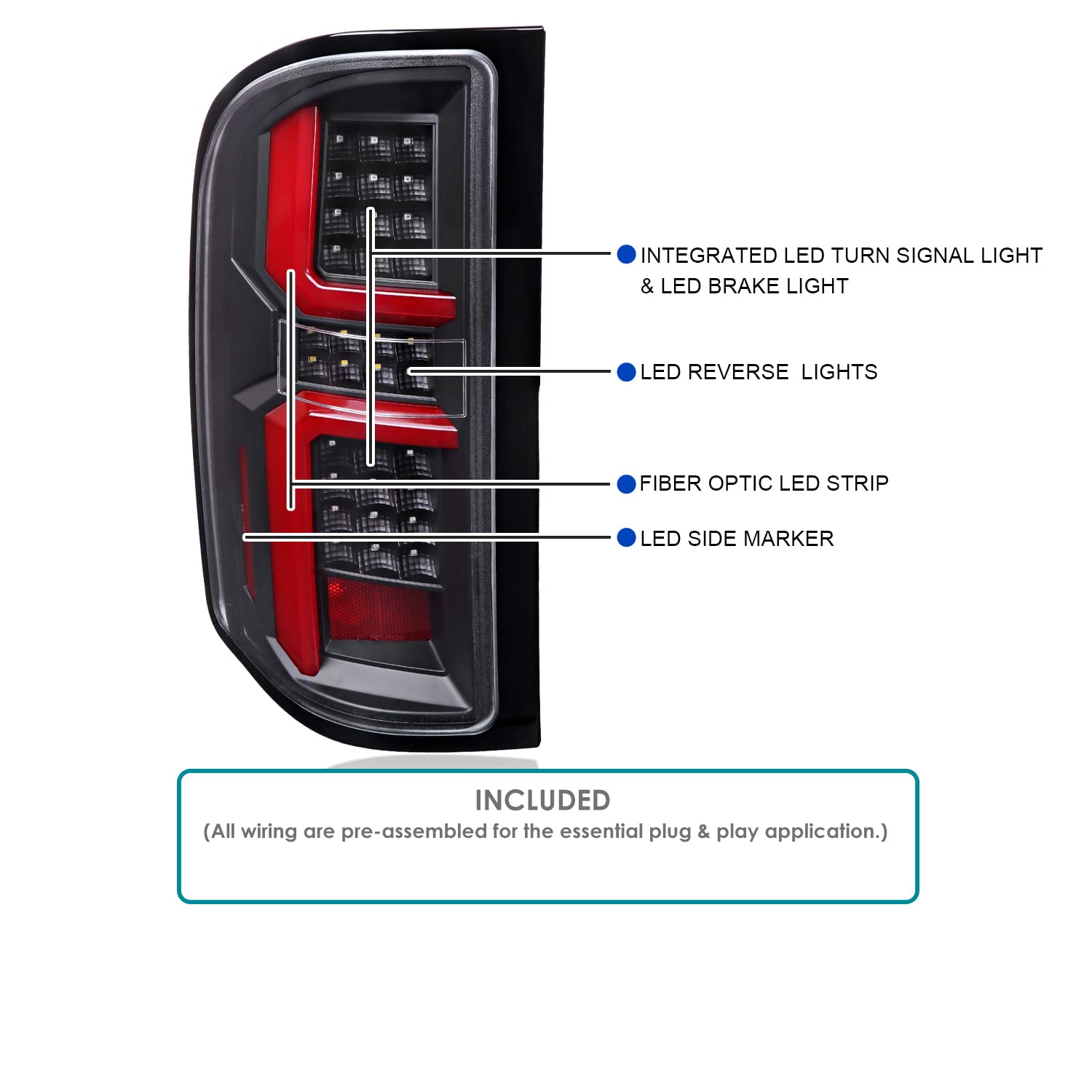 Spec-D Tuning Black Led Tail Lights With Red Led Bars Compatible With 2007-2013 Chevy Silverado 1500/2500Hd/3500Hd