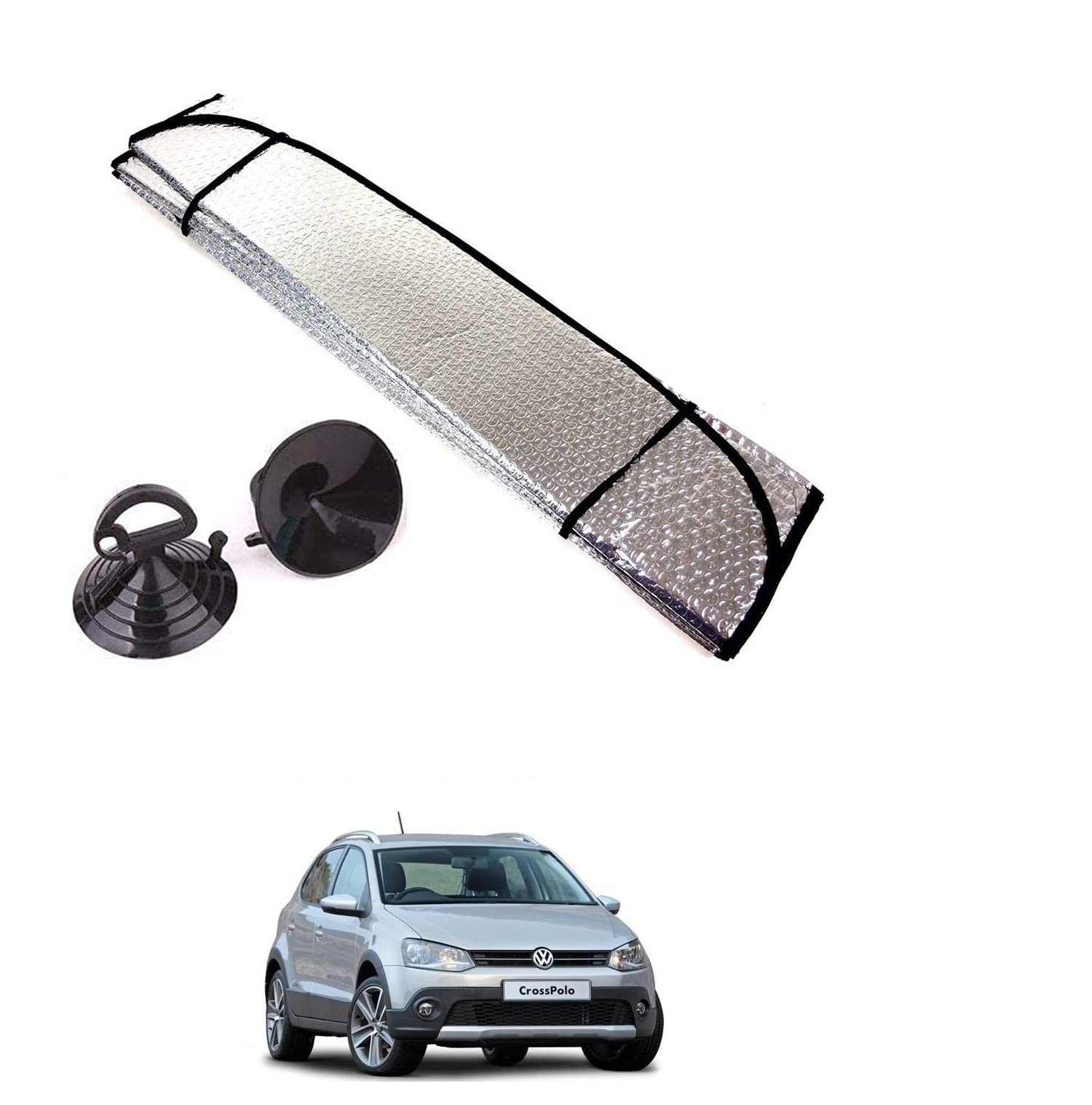 Auto Addict Car Sunshades Aluminium Foil Foldable Windshield (Front Window,Rear Window,1 pc) Sunshade for Volkswagen Polo Cross