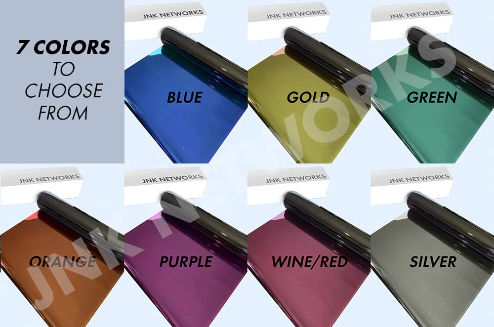 JNK NETWORKS Reflective Car Window Tint Film - One Way Window Mirror Glass Shield Automotive Tinting Sun Blocking Anti UV Heat C