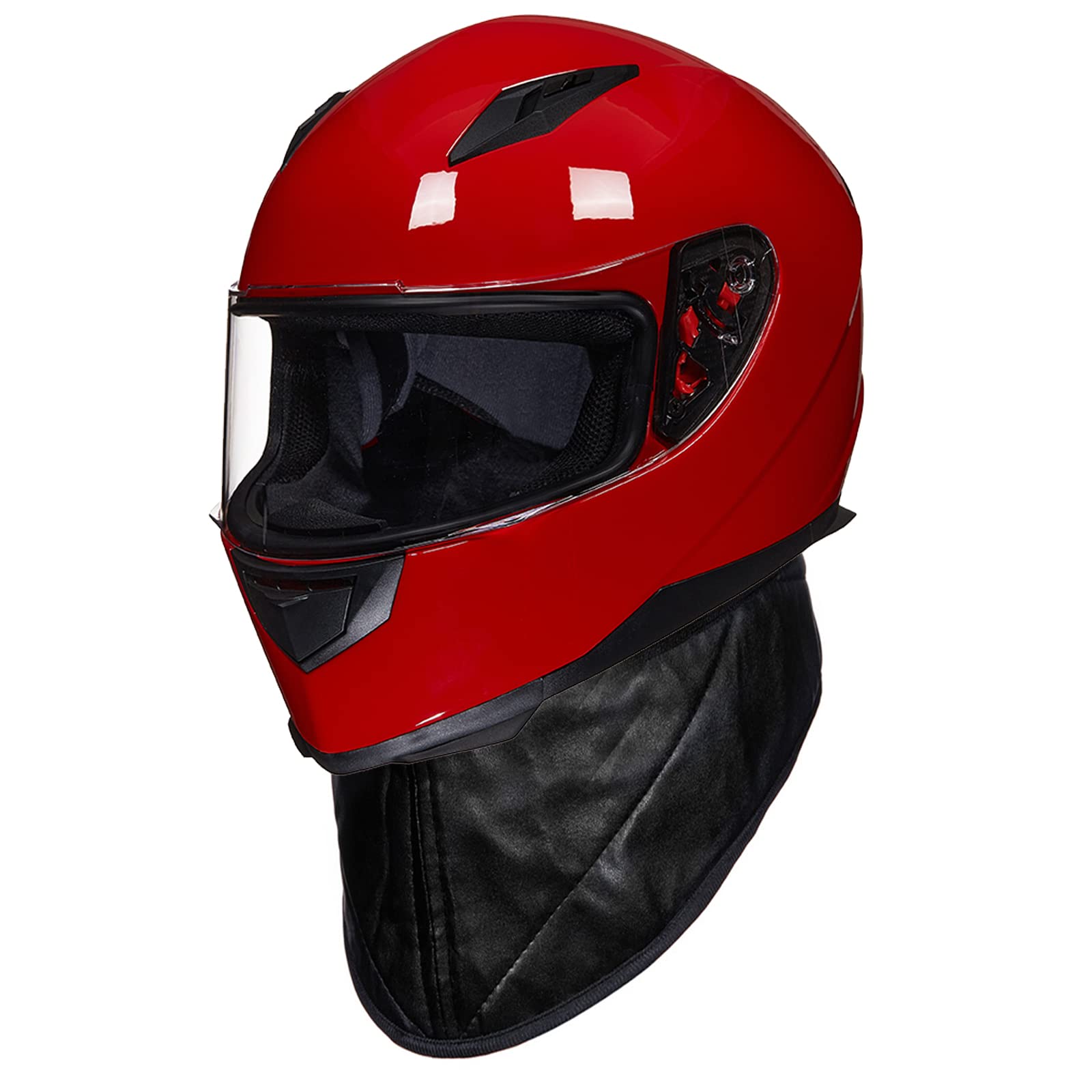 Ilm Full Face Motorcycle Street Bike Helmet With Removable Winter Neck Scarf + 2 Visors Dot Model-Jk313 (Xl, Bright Red)