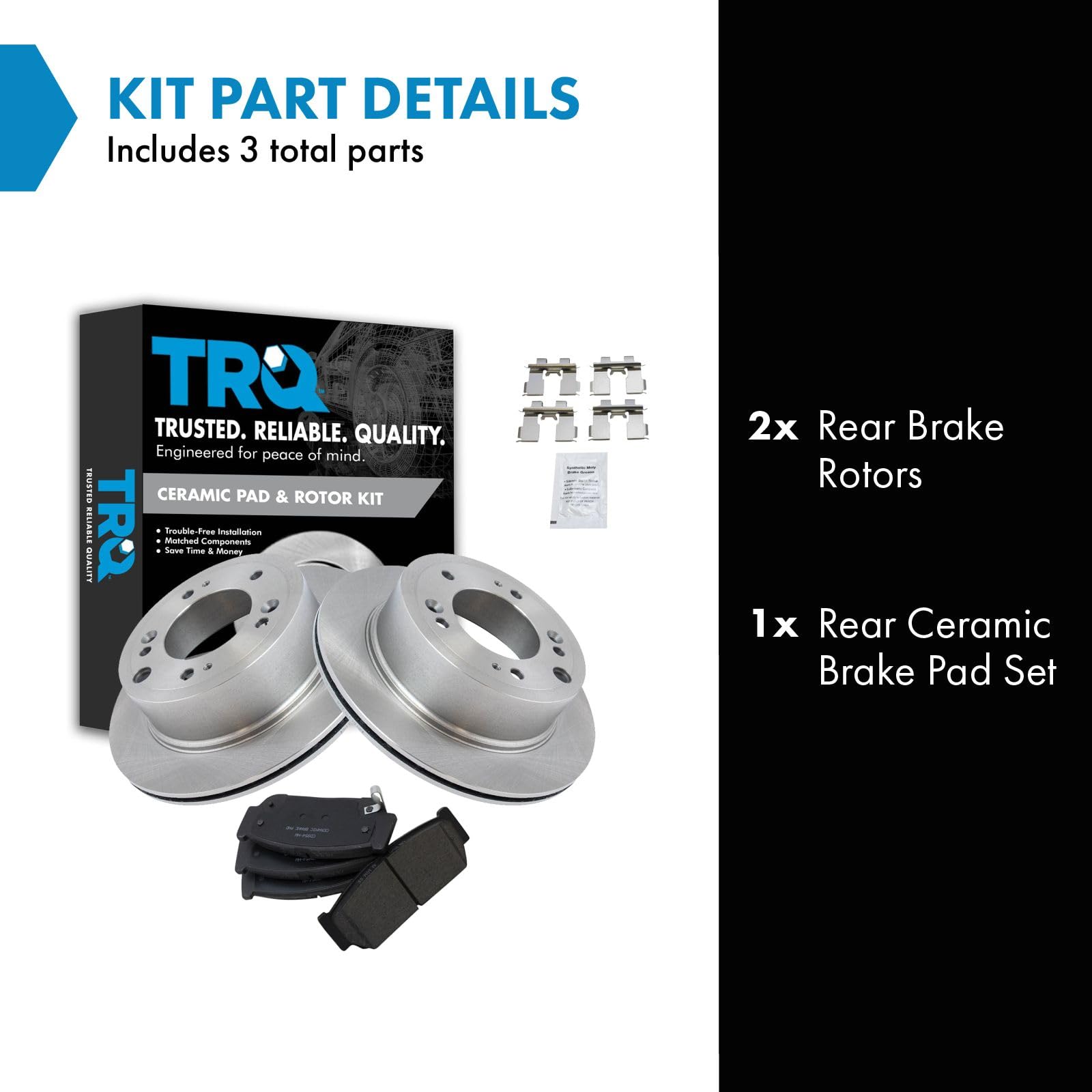 Trq Rear Brake Pad & Rotor Kit Brake Pads Brake Rotor Ceramic Compatible With 2003-2006 Kia Sorento