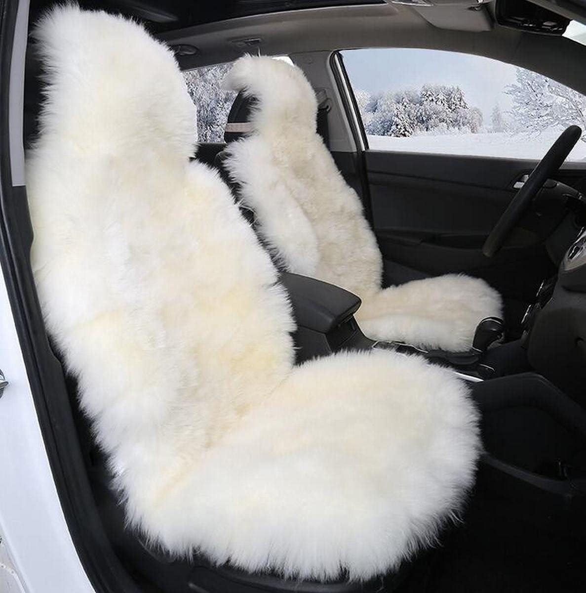 Gracefur Genuine Australia Sheepskin Car Seat Cover Luxury Long Wool Front Seat Covers Fits Most Car, Truck, Suv, Or Van 1 Piece
