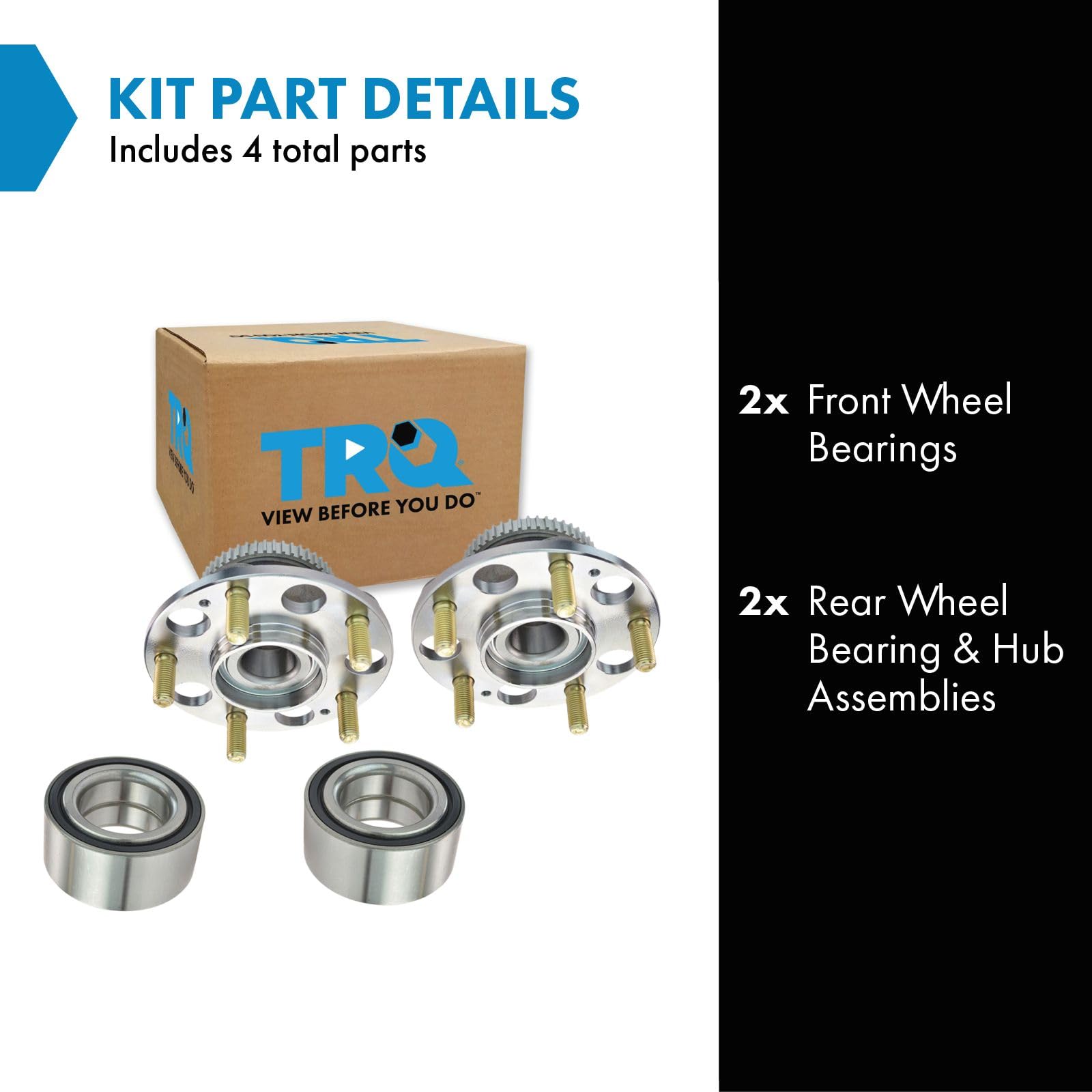 Trq Wheel Hub Bearings Assembly Set Compatible With 2004-2008 Acura Tl 2003-2007 Honda Accord