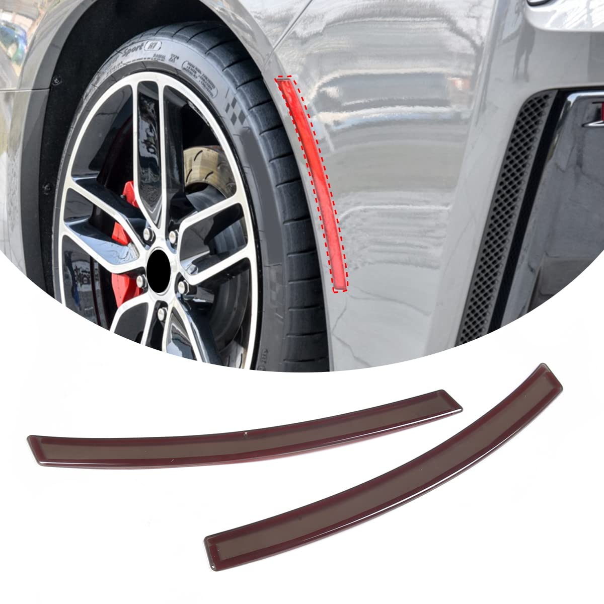 TINKI ABS Car Smoked Reflective Strip Smoked Black Trim Compatible for Chevrolet Corvette C7 2014 2015 2016 2017 2018 2019 Exter
